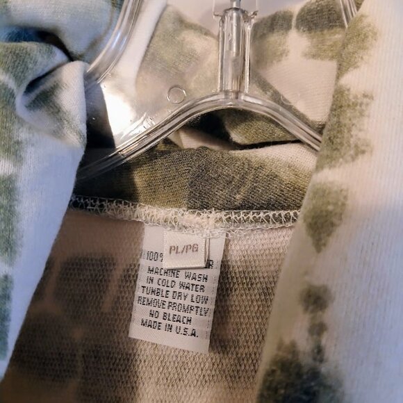 Nwt Cowl Neck Tie Dye T-shirt PL Army green white Long Sleeve Soft TerryKnit Top - Picture 8 of 8